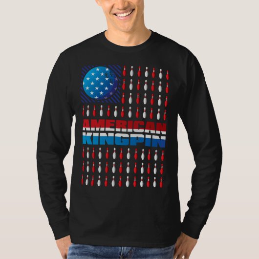 American Flag Bowling Kingpin Bowling  For Men You Tシャツ (正面)