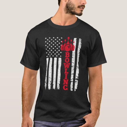 American Flag Bowling Patriotic Bowler Tシャツ (正面)