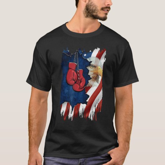 American Flag Boxer  Boxing  For Mens 4th July Day Tシャツ (正面)