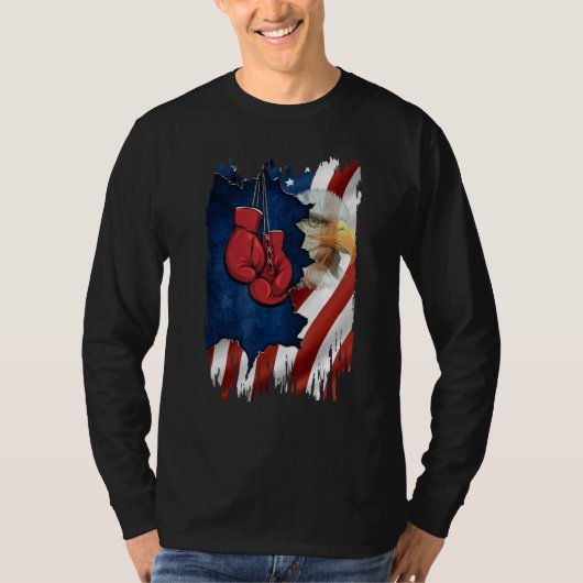 American Flag Boxer  Boxing  For Mens 4th July Day Tシャツ (正面)