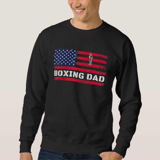 American Flag Boxing Dad Father's Day Raglan Baseb スウェットシャツ (正面)