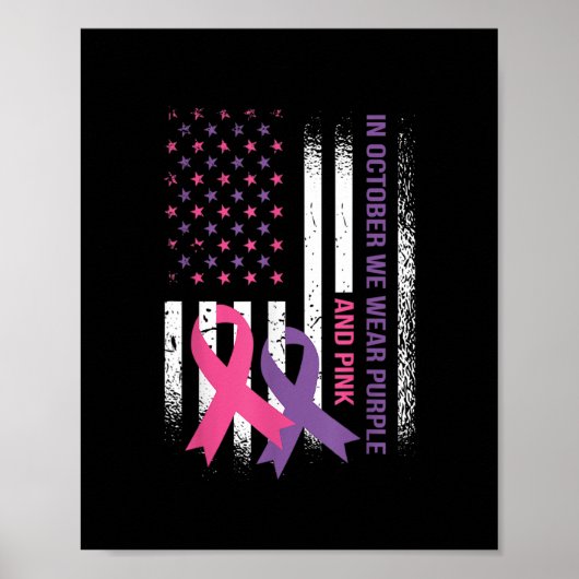 American Flag Breast Cancer and Domestic Violence ポスター (正面)