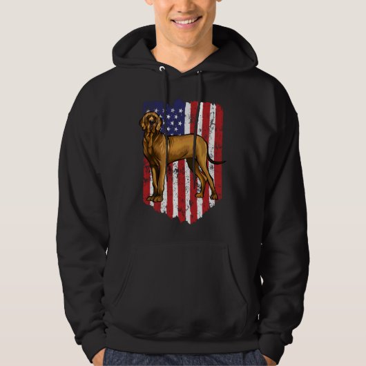 American Flag Brown Great Dane 4th Of July USA パーカ (正面)