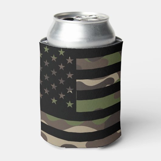 American Flag Camouflage Camo Patriotic USA 缶クーラー (缶正面)