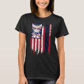 American Flag Cat 4th of July Kitten Patriotic Pet Tシャツ (正面)