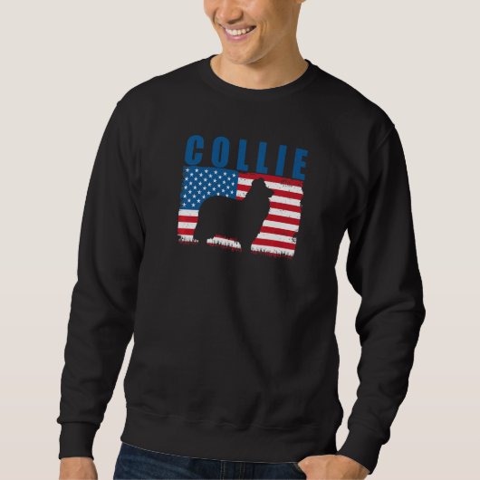 American Flag Collie Premium スウェットシャツ (正面)
