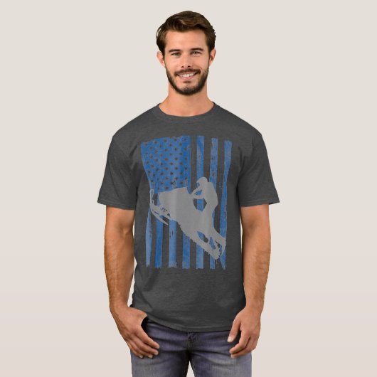American Flag Cool Snowmobile Tシャツ (正面フル)