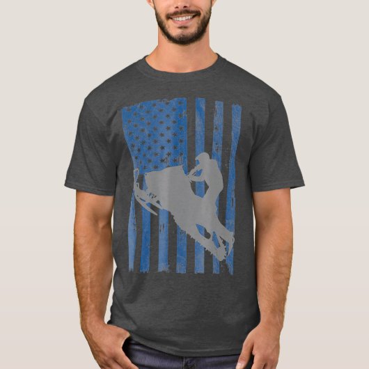 American Flag Cool Snowmobile Tシャツ (正面)
