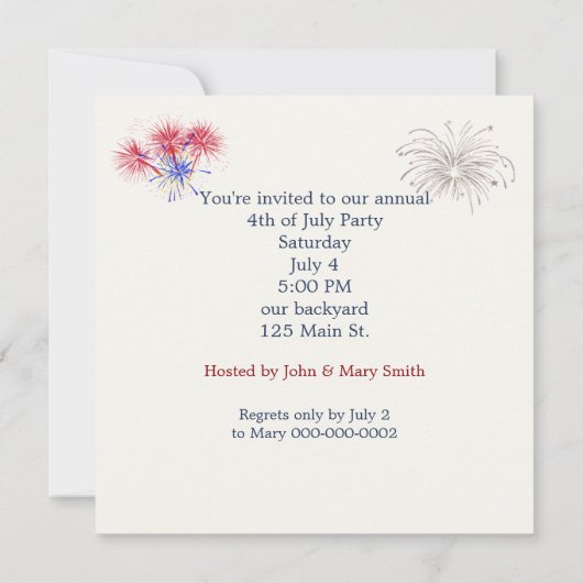 American Flag Crust On Homemade Pie 招待状 (裏面)