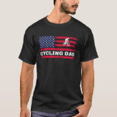 American Flag Cycling Dad Father's Day Tシャツ (正面)