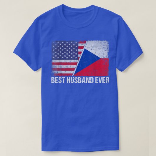 American Flag & Czech Republic Flag Best Husband E Tシャツ (デザイン正面)