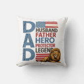 American flag Dad Lion Patriotic  クッション (正面)