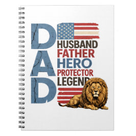 American Flag Dad Lion Patriotic ノートブック