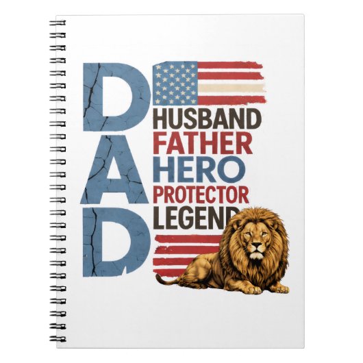 American Flag Dad Lion Patriotic ノートブック (正面)