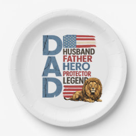 American flag Dad Lion Patriotic ペーパープレート