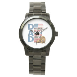 American flag Dad Lion Patriotic Watch 腕時計
