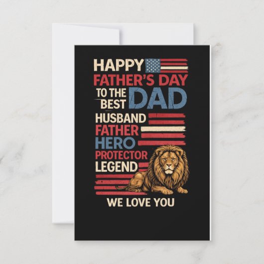American Flag Dad Lion PatrioticFlat Greeting Card カード (正面)