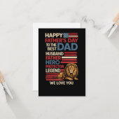 American Flag Dad Lion PatrioticFlat Greeting Card カード (正面/裏面インサイチュ)