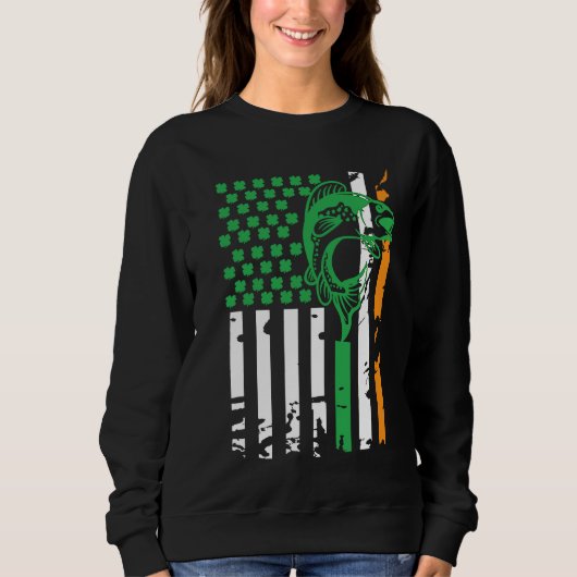 American Flag DayFishing American Irish Flag for U スウェットシャツ (正面)