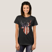 American Flag Deer Elk Hunting USA Patriotic Hunte Tシャツ (正面フル)