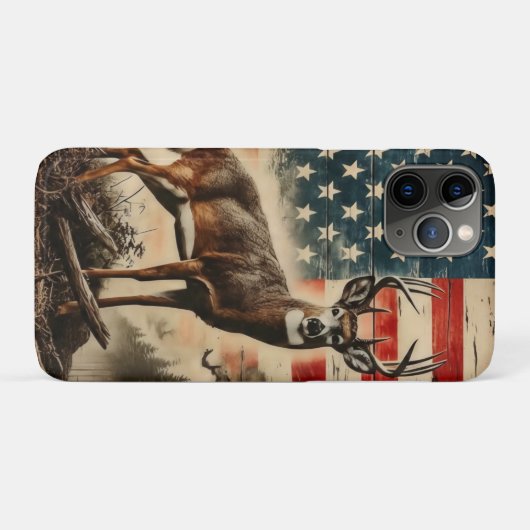 American Flag Deer Golf  Patriotic Buck Wildlife D Case-Mate iPhoneケース (裏面(横))