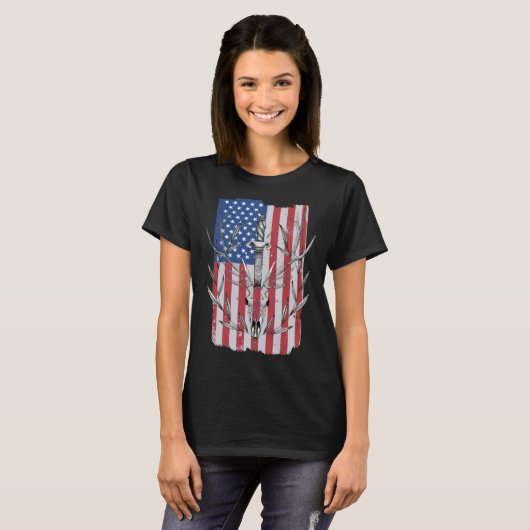 American Flag Deer Hunting Tシャツ (正面フル)