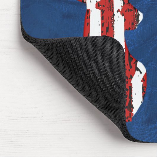 American Flag Deer On Blue Leather マウスパッド (コーナー)