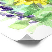 American Flag Desert Wildflowers Watercolor Sky ポスター (角)