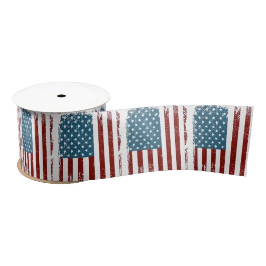 American Flag Distressed Design サテンリボン (リール)