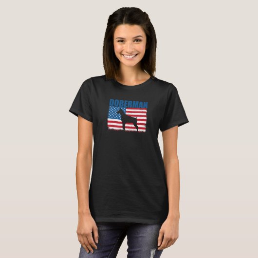 American Flag Doberman Premium Tシャツ (正面フル)