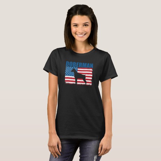 American Flag Doberman Tシャツ (正面フル)
