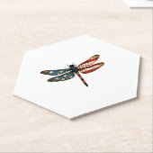 American Flag Dragonfly Patriotic 4th of July Red ペーパーコースター (アングル)