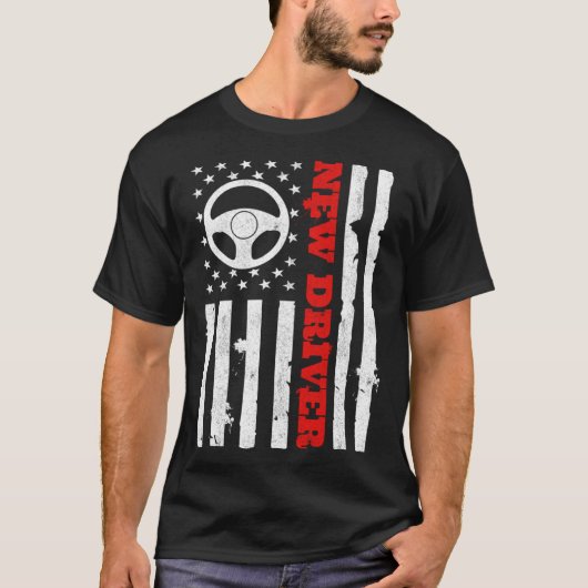 American Flag Driver s License USA Driving Teen Ne Tシャツ (正面)