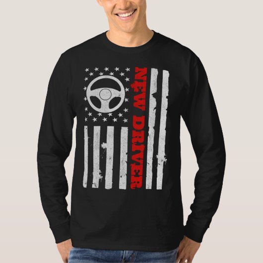 American Flag Driver s License USA Driving Teen Ne Tシャツ (正面)
