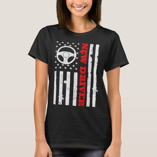 American Flag Driver s License USA Driving Teen Ne Tシャツ (正面)