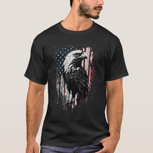 American Flag Eagle 4th Of July Independence Day P Tシャツ (正面)
