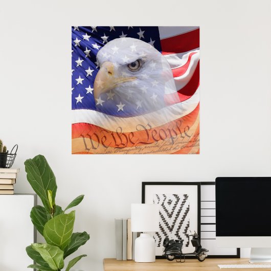 American Flag Eagle Declaration Independence  ポスター (ホームオフィス)