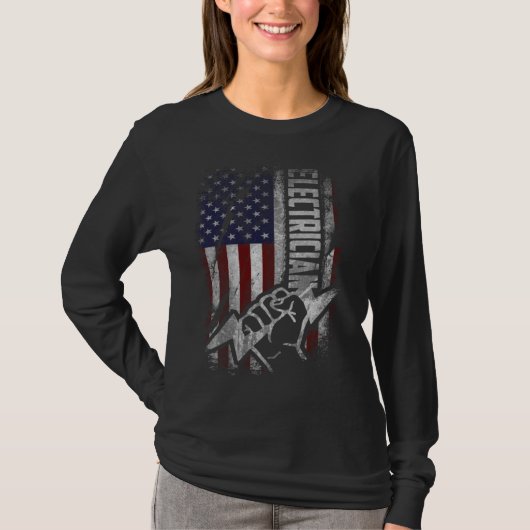 American Flag Electrician For Men Women Fourth Ju Tシャツ (正面)