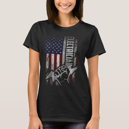 American Flag Electrician For Men Women Fourth Ju Tシャツ (正面)