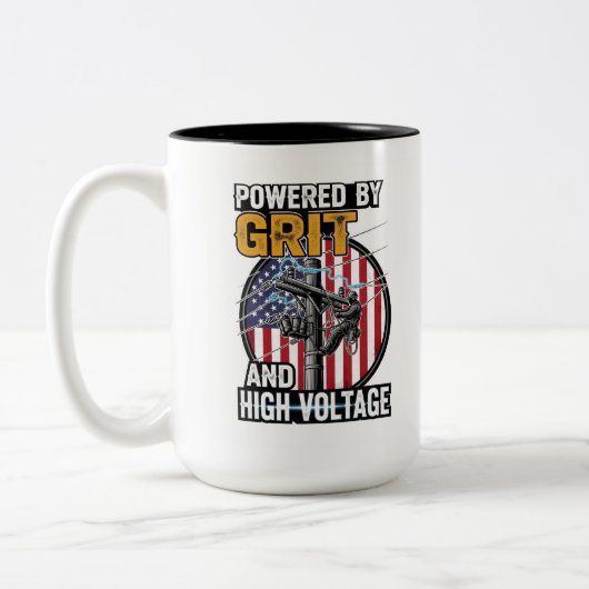 American Flag Electrician Gift ツートーンマグカップ (左)