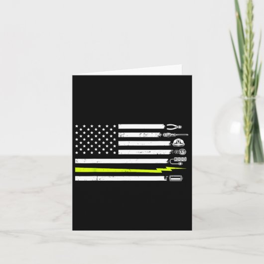 American Flag Electrician Tools For Electrician カード (正面)