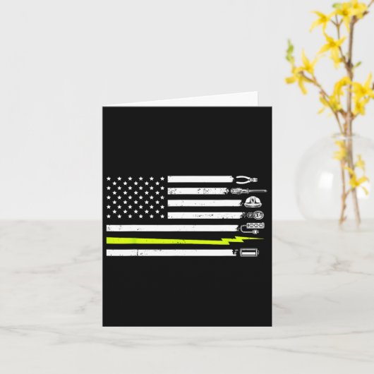 American Flag Electrician Tools For Electrician  カード (黄色い花)