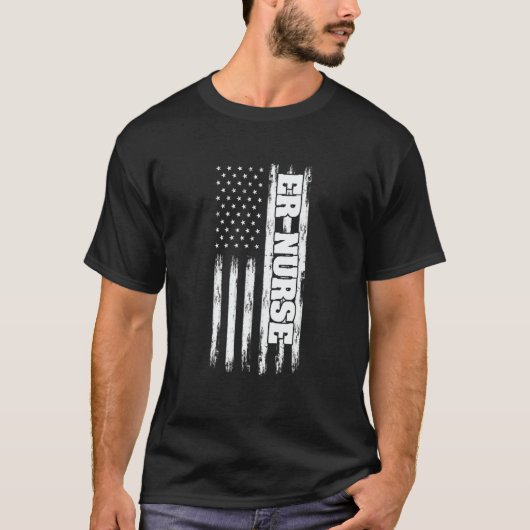 American Flag Emergency Room ER Nurse Patriotic He Tシャツ (正面)