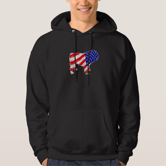 American Flag English Bulldog Patriotic Dog Dad Do パーカ (正面)