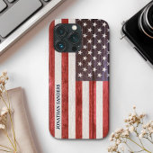 American Flag Engraved on Bamboo Wood Case-Mate iPhoneケース