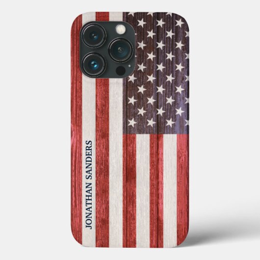 American Flag Engraved on Bamboo Wood Case-Mate iPhoneケース (裏面)