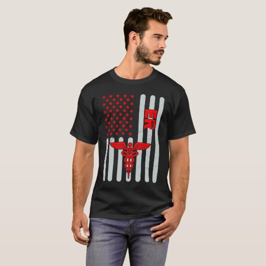 American Flag ER Nurse Emergency Nursing Assistant Tシャツ (正面フル)
