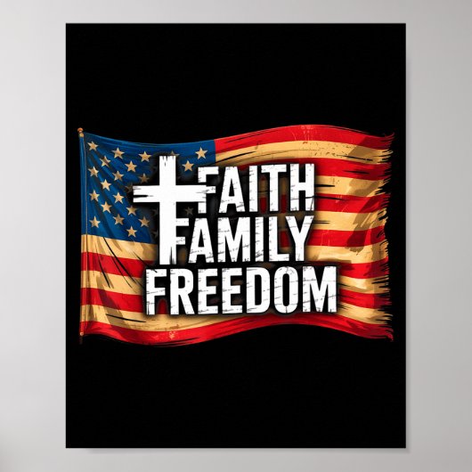 American Flag Faith Family Dom Christian  ポスター (正面)