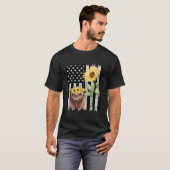American Flag Farm Cow Farming Highland Tシャツ (正面フル)