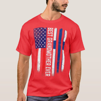 American Flag & Finland Flag Best Grandmother Ever Tシャツ